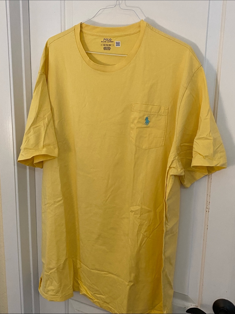 Polo by Ralph Lauren Pale Yellow Pocket Tee with Blue Pony 3XLT